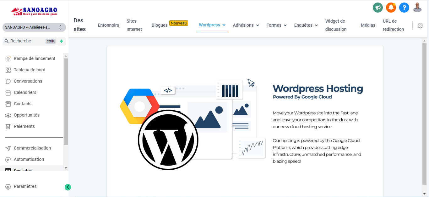 WordPress powered by Google Cloud